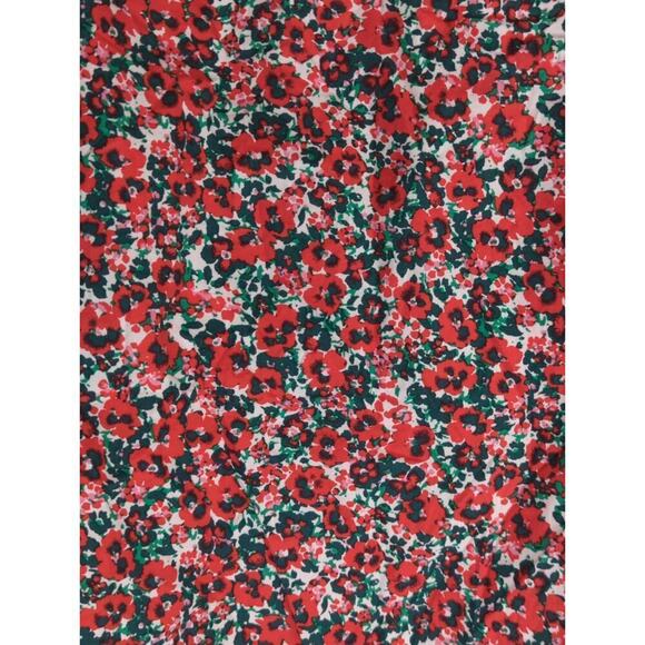 J.‎ Crew Cotton-Blend Poplin Ruffle Top Red Ditsy Floral Bohemian Womens XS - Picture 8 of 12